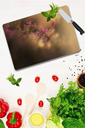 Saban Bahar Çiçeği Cam Kesme Tahtası - Cam Kesme Tablası| 30 Cm X 40 Cm